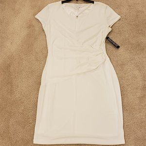 NY&Co Stretch White Faux Wrap Dress